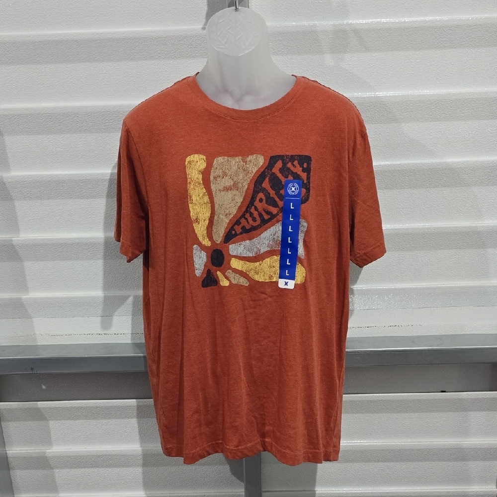 Hurley Orange Short‎ Sleeve Tee with Graphic Design Size Large NWT